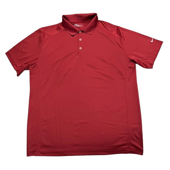 Nike Dri-Fit Stretch Polyester Performance Red Polo Golf Shirt, Men's Large - Picture 1 of 5